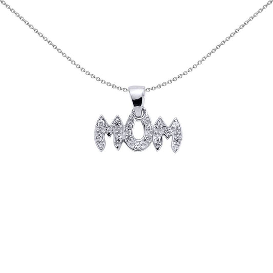 Sterling Silver CZ Goth Old English Pave Mum Pendant Necklace - GVP131