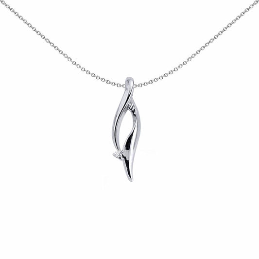 Silver CZ Twist Charm Necklace 18 inch - GVP137