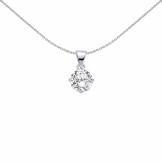 925 Sterling Silver 8mm 2 Carat CZ Solitaire Pendant - GVP140