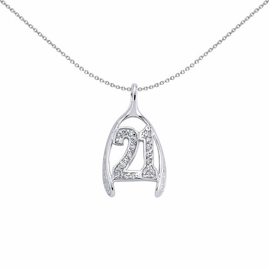 Silver CZ Wishbone 20 Pendant Necklace 18 inch - GVP162