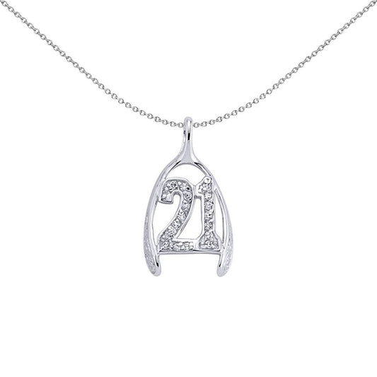 Sterling Silver CZ Wishbone 20 Milestone Birthday Pendant - GVP162