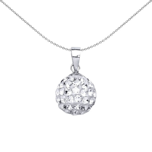 Silver Crystal Disco Ball Pendant Necklace - GVP168-9MM