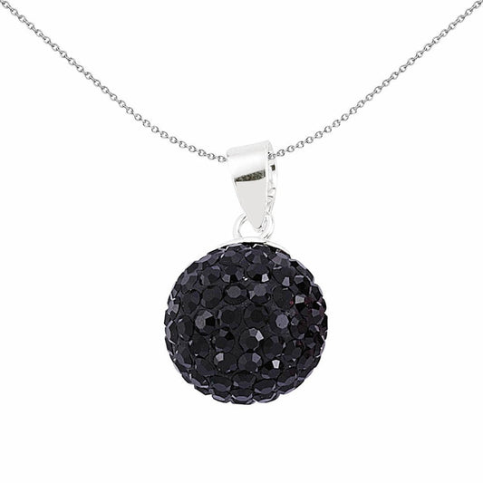 Sterling Silver Black Crystal Shamballa Pendant - GVP168B