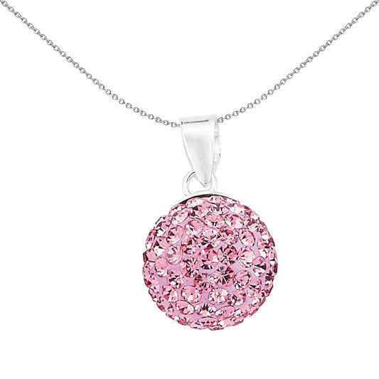 Sterling Silver Pink Crystal Shamballa Pendant - GVP168P