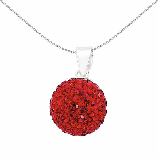 Sterling Silver Red Crystal Shamballa Pendant - GVP168RU