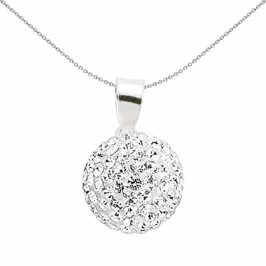 Silver Crystal Disco Ball Charm Necklace 18 inch - GVP168