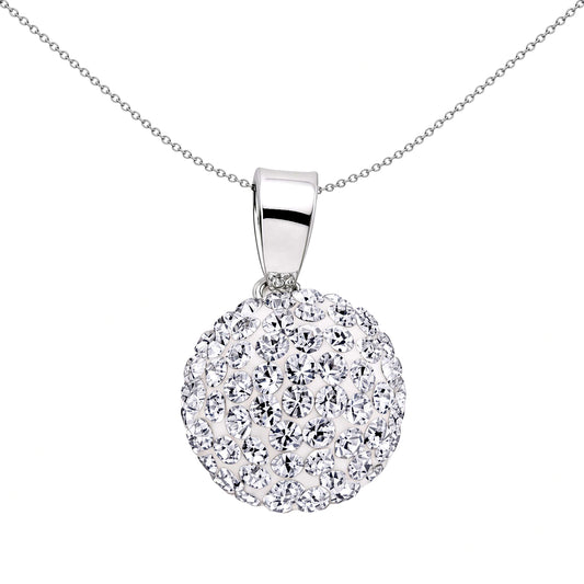 Silver Crystal Disco Ball Charm Necklace - GVP168
