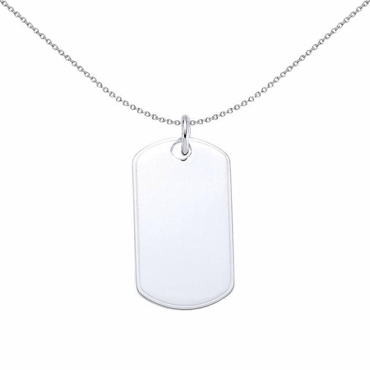 Mens Silver Military Dog Tag Pendant Necklace 18 inch - GVP175