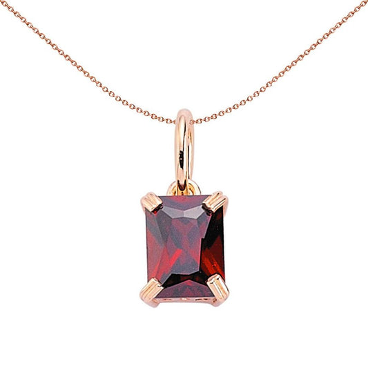 Rose-Plated Silver Smoky Quartz Cola Rectangular Pendant - GVP185PG