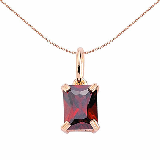 Rose-Plated Silver Smoky Quartz Cola Rectangular Pendant - GVP185PG