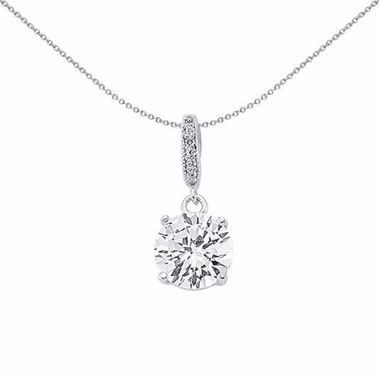 Silver CZ Solitaire Pendant Necklace 18 inch - GVP206
