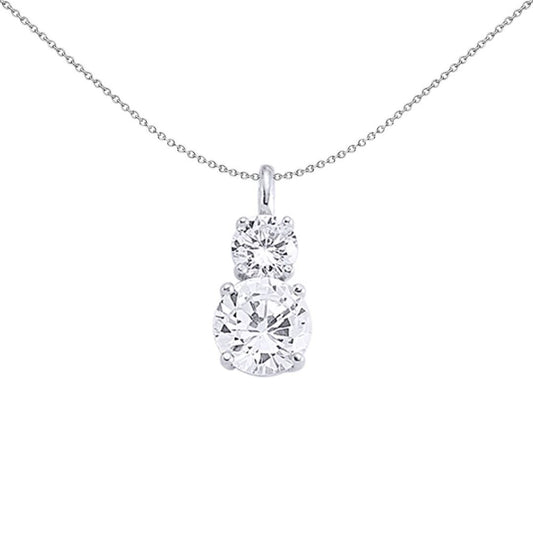 Silver CZ Duet Toi et Moi Pendant Necklace - GVP208