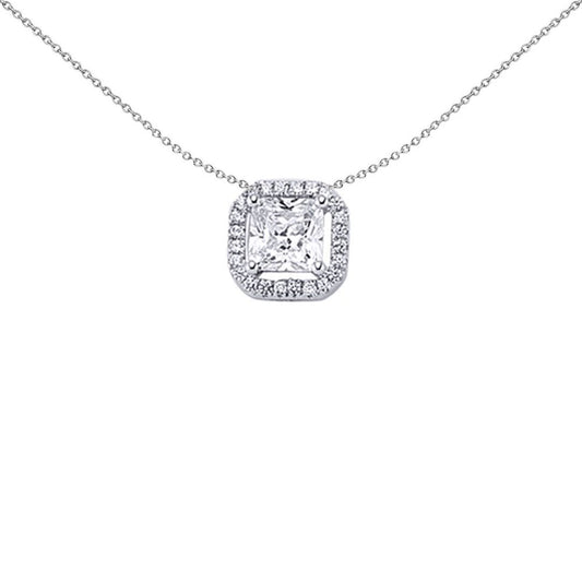 Sterling Silver Princess Cut CZ Octagon Halo Slider Pendant - GVP245