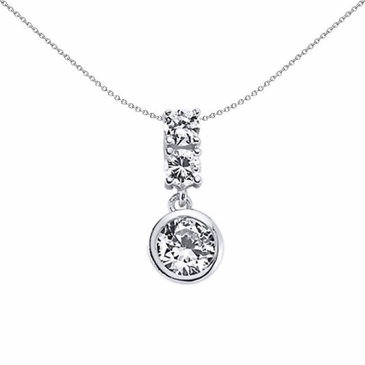 Silver CZ Bubble Pendant Necklace 18 inch - GVP271