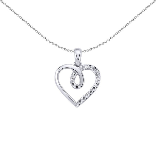 Sterling Silver CZ Loopy Swoopy Love Heart Pendant Necklace - GVP279