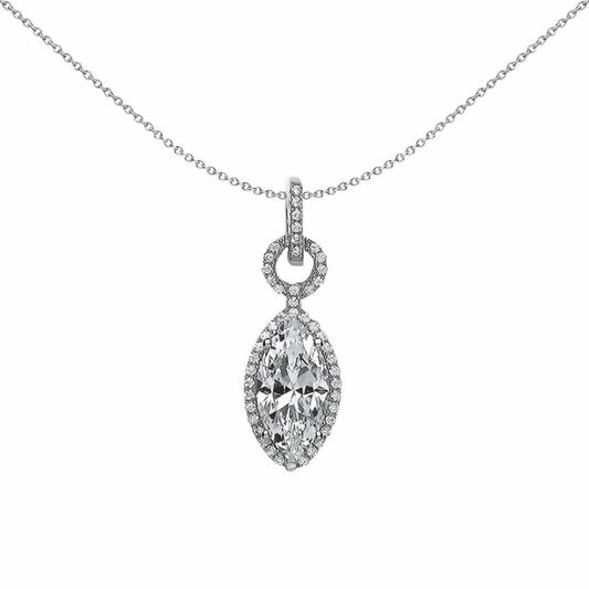Silver Marquise CZ Tear of Joy Pendant Necklace 18 inch - GVP327