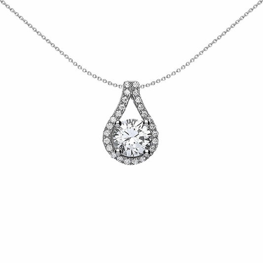 Silver CZ Tear of Joy Pendant Necklace 18 inch - GVP328