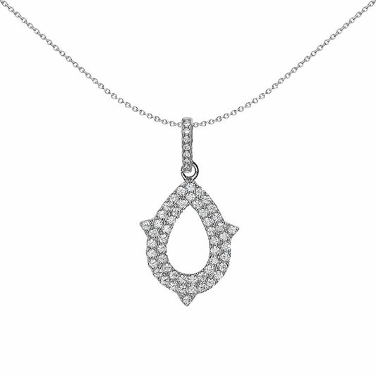 Silver CZ Tear of Joy Pendant Necklace 18 inch - GVP329