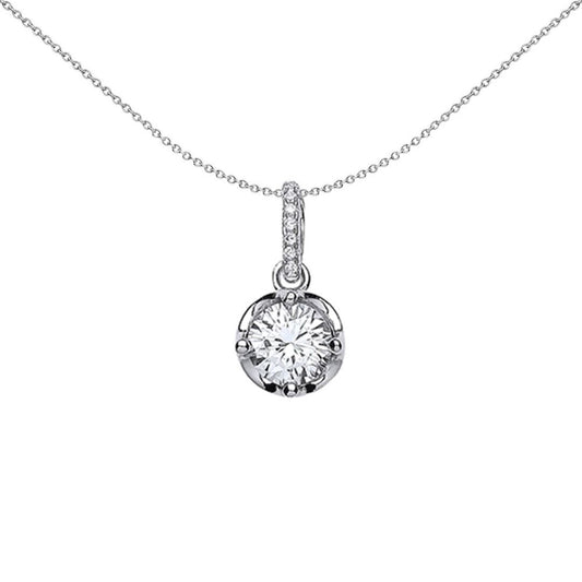 Sterling Silver CZ Chunky Bezel Crown Pendant Necklace - GVP333