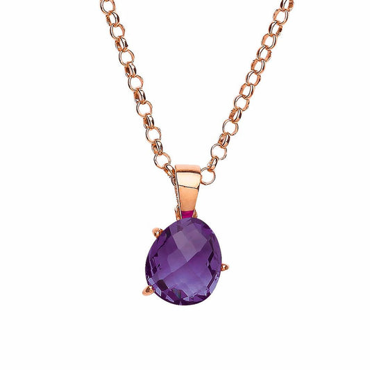 Rose Silver Purple irregular-shape CZ Nugget Necklace 18 inch - GVP343AM