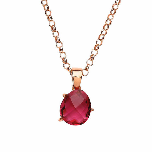 Rose Silver Red irregular-shape CZ Nugget Necklace 18 inch - GVP343R