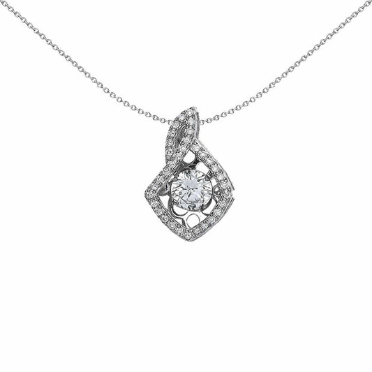 Silver CZ Solitaire Pendant Necklace 18 inch - GVP350