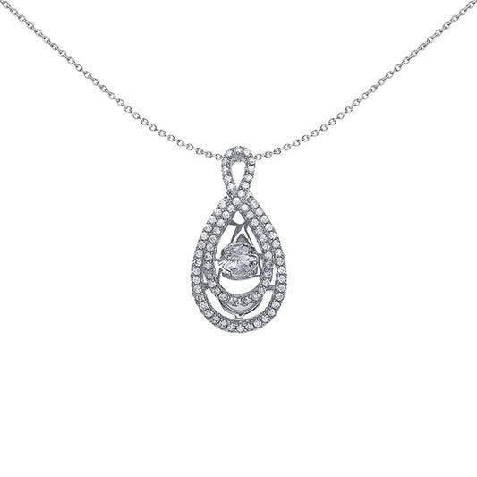 Silver CZ Solitaire Pendant Necklace 18 inch - GVP351