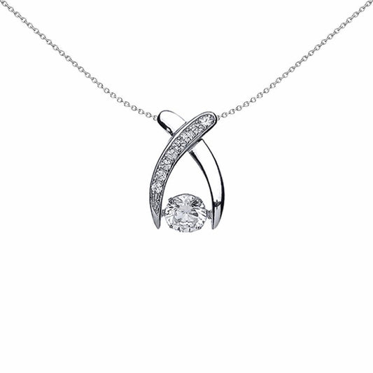 Silver CZ Solitaire Pendant Necklace 18 inch - GVP370