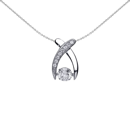 Sterling Silver CZ Rocking Solitaire Crossover Arch Beak Pendant - GVP370