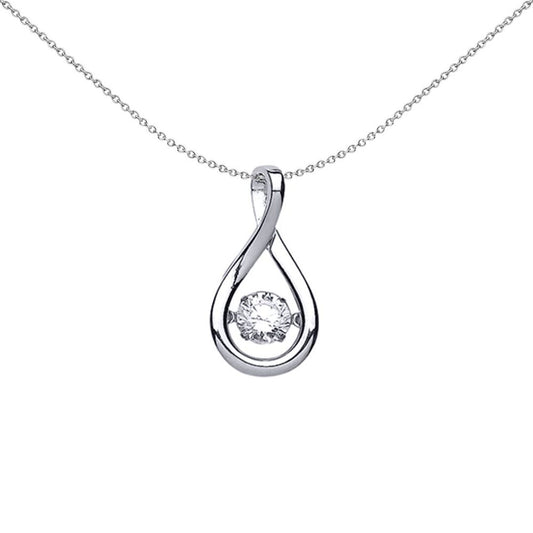 Silver CZ Rocking Solitaire Infinity Twist Figure-8 Knot Pendant - GVP372