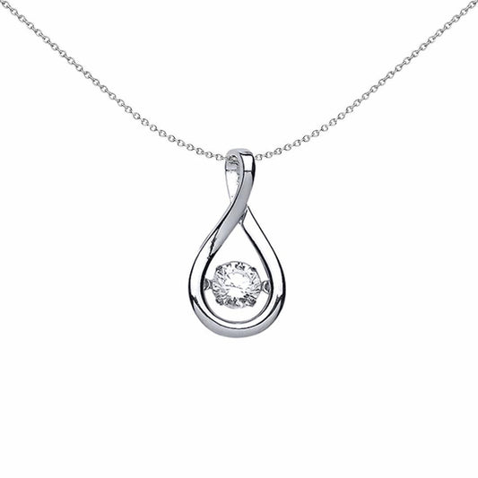 Silver CZ Solitaire Pendant Necklace 18 inch - GVP372