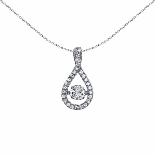 Silver CZ Solitaire Pendant Necklace 18 inch - GVP373