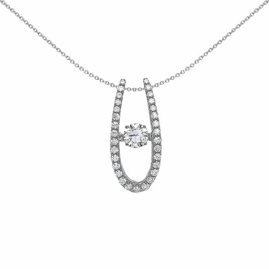 Silver CZ Solitaire Pendant Necklace 18 inch - GVP374