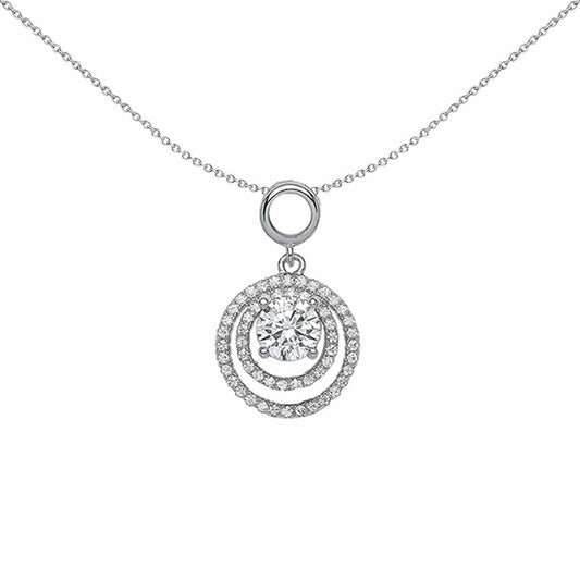 Silver CZ Halo Charm Necklace 18 inch - GVP379