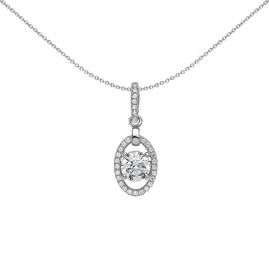 Silver CZ Halo Charm Necklace 18 inch - GVP380