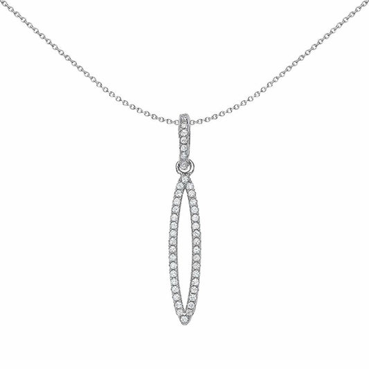 Silver CZ Tear of Joy Charm Necklace 18 inch - GVP384