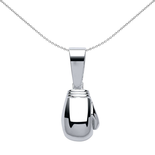 Mens Silver Solid Boxing Glove Pendant Necklace 20 inch - GVP403