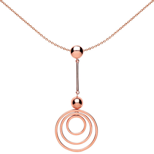 Rose Silver Crop Circles concentric nested Sonic Boom Pendant - GVP443