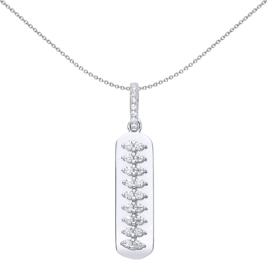 Sterling Silver CZ Zipper Spinal Cord Ingot Pendant Necklace - GVP503