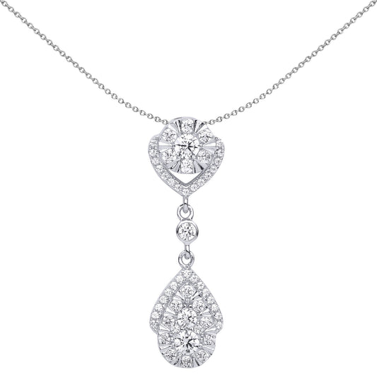 Sterling Silver CZ Tears of Joy Halo Mirrored Arrowhead Pendant - GVP505