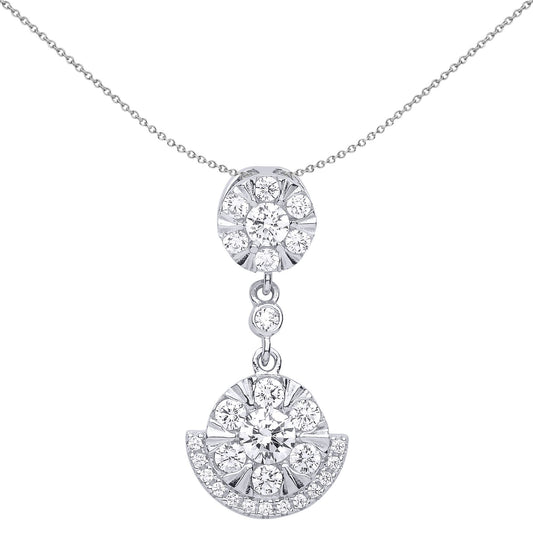 Silver CZ Egyptian Collar Cluster Pendant Necklace 18 inch - GVP512
