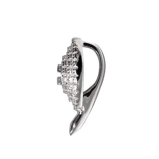 Silver CZ 3 Tier Halo Nail Pendant Necklace 18 inch - GVP513