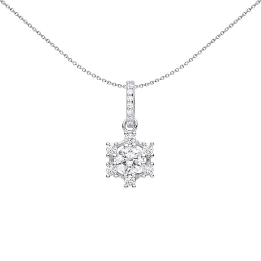 Silver CZ Butterfly Cluster Solitaire Pendant Necklace - GVP610