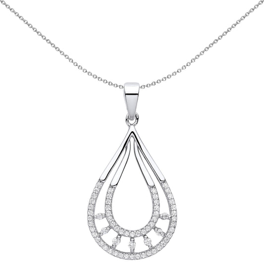 925 Silver CZ Horseshoe Egyptian Collar Pendant Necklace 18 inch - GVP620