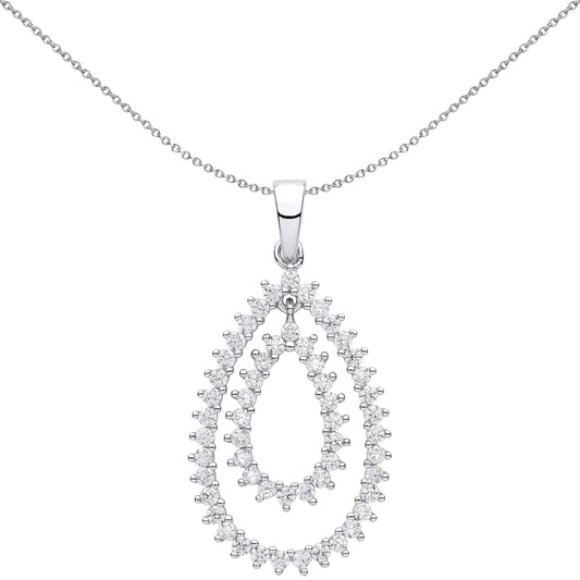 Silver CZ Fizzy Electrified Avocado Pear Pendant Necklace 18 inch - GVP621