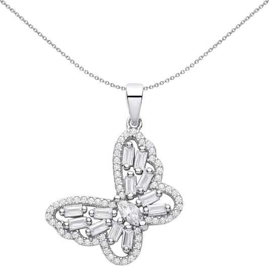 Silver CZ Soaring Majestic Butterfly Eternity Necklace 18" - GVP624
