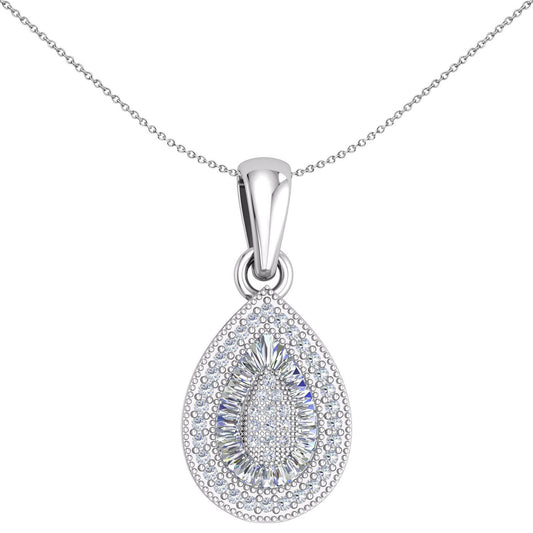 Silver CZ Shimmering Sunshine Avocado Pendant Necklace - GVP649