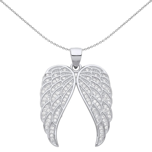 Silver CZ Folded Butterfly Angel Wings Pendant Necklace 18 inch - GVP658