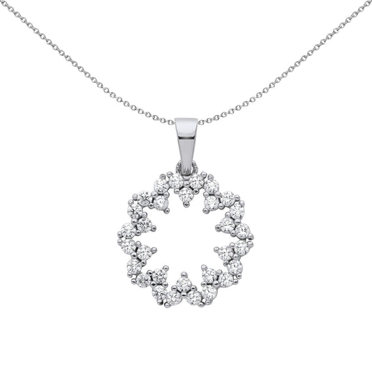 Silver CZ Supernova Hypotrochoid Cluster Pendant Necklace - GVP659