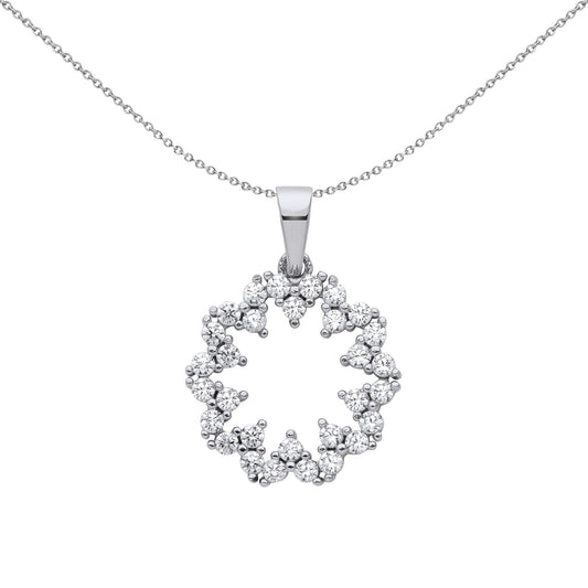 Silver CZ Supernova Hypotrochoid Cluster Pendant Necklace 18 inch - GVP659